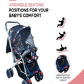 FIRSTCRAWL BABY STROLLER WITH MOSQUITO NET & REVERSIBLE HANDLE - NAVY BLUE