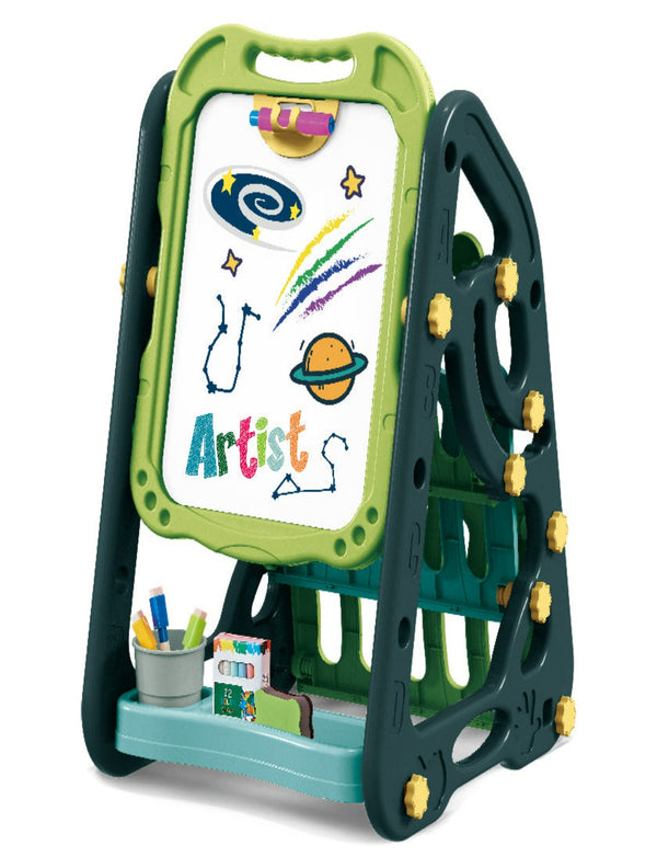 Adjustable Standing Easel Board Double Sided /Magnetic Kids Art Easel With Book Shelf