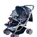 Firstcrawl Baby Stroller With Mosquito Net & Reversible Handle - Navy Blue