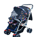 FIRSTCRAWL BABY STROLLER WITH MOSQUITO NET & REVERSIBLE HANDLE - NAVY BLUE