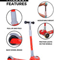 Kids Scooter with 4 Level Height Adjustment & LED Wheels - GREEN